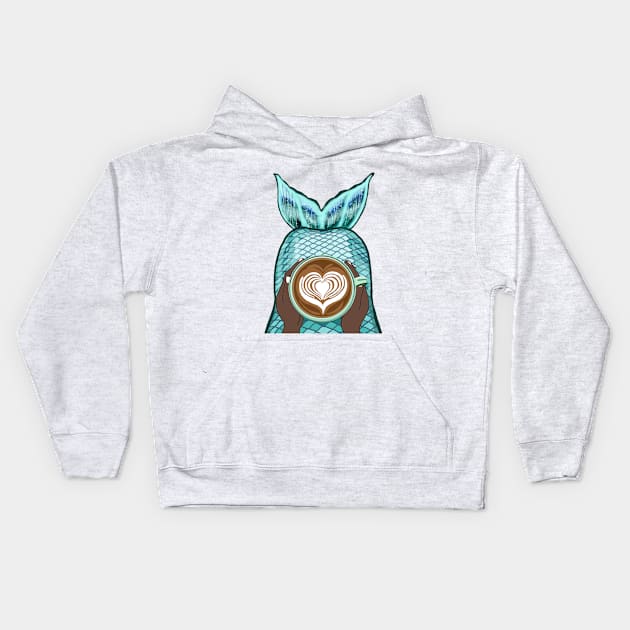 African Mermaid Mocha Kids Hoodie by Octopus Cafe